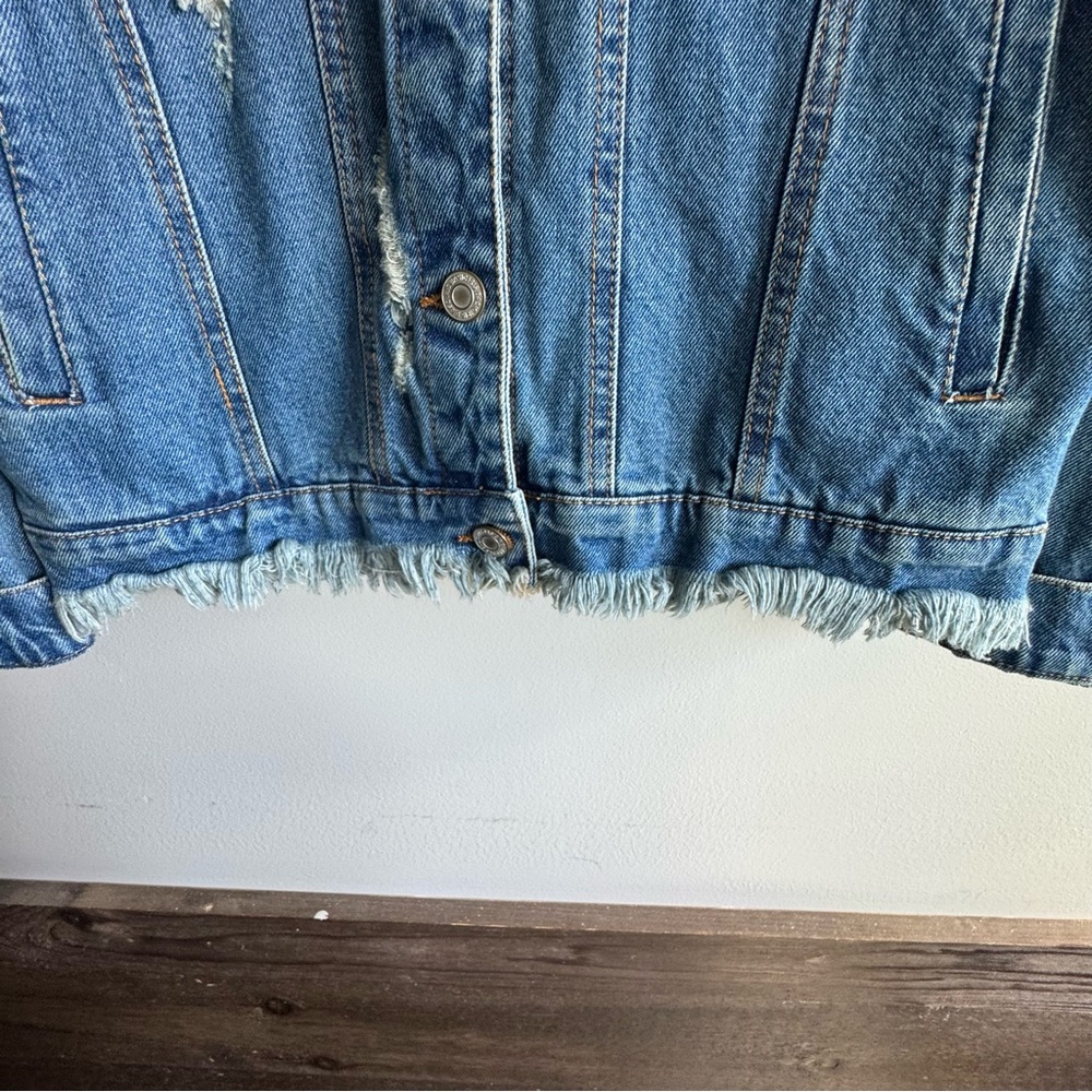 Iris Basic & Contemporary Denim Distressed Jacket… - image 8